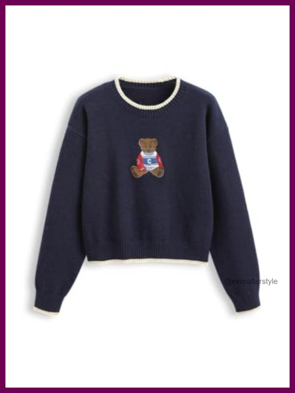 Oversized Bear Graphic Pullover Sweater